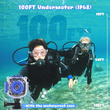 PROGRACE Kids Waterproof Digital Camera with 32GB Card - Underwater Video Toy for Boys Ages 3-14