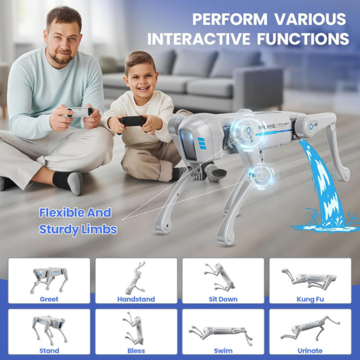 Chien Robot Intelligent pour Enfants, Jouet STEM Interactif avec Voix, Télécommande, Programmation App, 30+ Actions Chien Robot Intelligent pour Enfants, Jouet STEM Interactif avec Voix, Télécommande, Programmation App, 30+ Actions