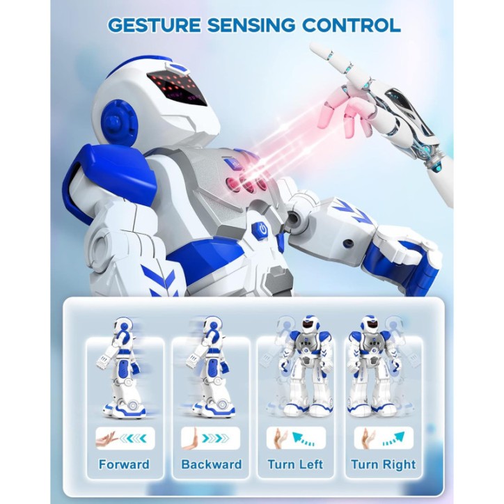SONOMO RC Programmable Robot Toy for Kids 6-9, Gesture Control 2.4GHz, Upgraded Blue & White Version SONOMO RC Programmable Robot Toy for Kids 6-9, Gesture Control 2.4GHz, Upgraded Blue & White Version