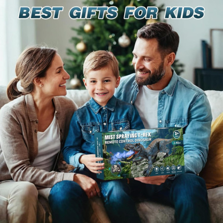 Sunrad Remote Control T-Rex Dinosaur Toy with Spray, Light & Roar – RC Robot for Kids 3-12 Years
