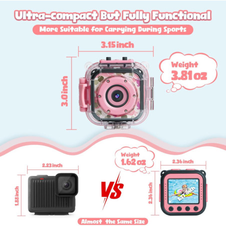 PROGRACE Kids Waterproof Camera for Girls - 1080P HD Underwater Camcorder