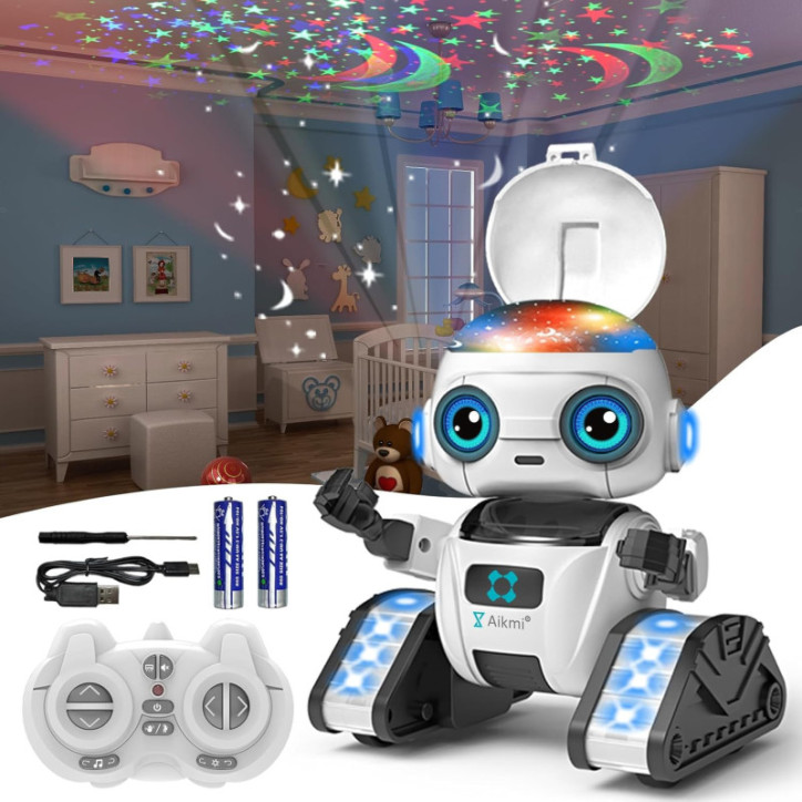 Aikmi Robot Télécommandé Rechargeable avec Projecteur, Capteur Gestuel et Musique pour Enfants 5-7 ans (Blanc) Aikmi Robot Télécommandé Rechargeable avec Projecteur, Capteur Gestuel et Musique pour Enfants 5-7 ans (Blanc)