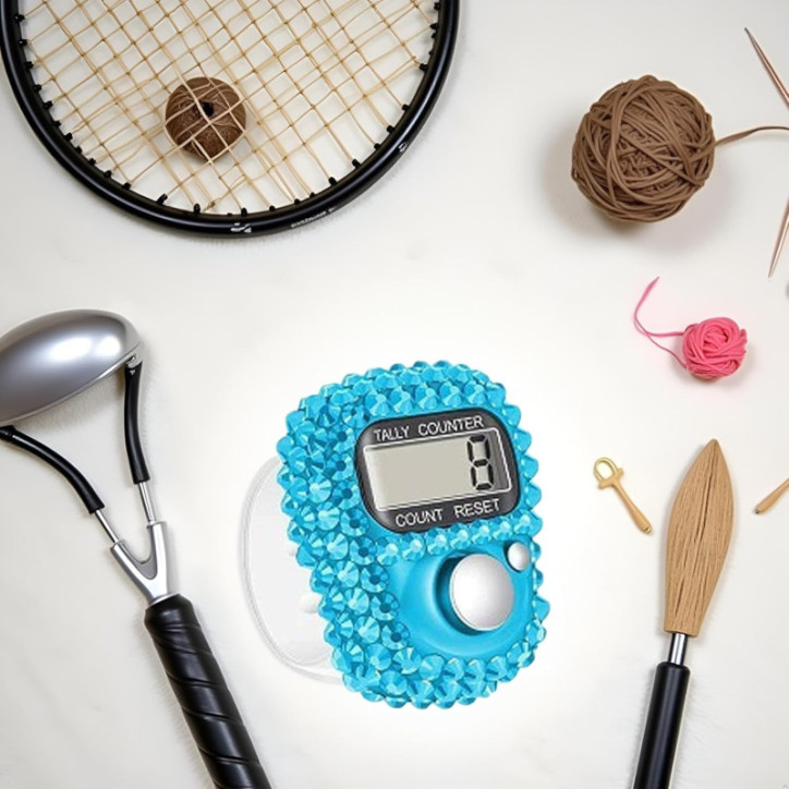 Compteur Digital Portable Jowxsx Bleu à Doigt, Mini Compteur Réinitialisable pour Golf et Tricot