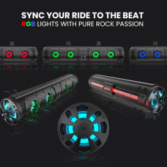 Barre de Son Bluetooth 28 Étanche RGB pour Golf Cart, 8 Haut-Parleurs HiFi 2.1, Support T Inclus