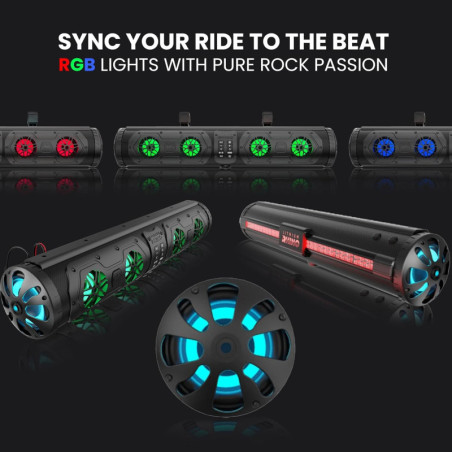 28 Waterproof Golf Cart Sound Bar Bluetooth, RGB Lighting, 8 Speaker HiFi 2.1HD Amplified w/ T Bracket