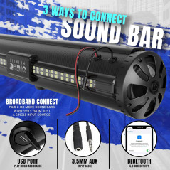 Golf Cart Bluetooth Sound Bar 28 Waterproof RGB LED 8 Speaker System