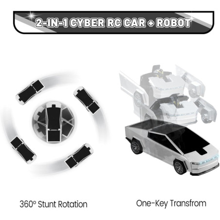 Remote Control Cyber Transformer Car 2.4GHz One-Button Deformation 360° Rotation Drift RC Truck Toy for Kids