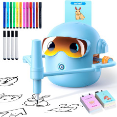 Montessori Drawing Robot for Kids with 16 Pens, 100 Cards & Music