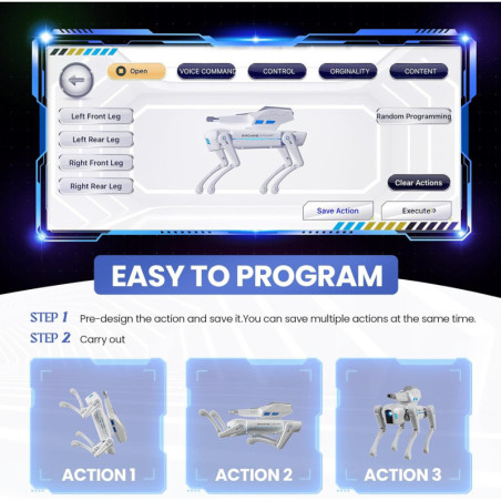 Chien Robot Intelligent pour Enfants, Interaction STEM, Télécommande, App, 30+ Actions, Cadeau 6+ ans