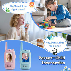 Talkie Walkie Vidéo Enfants Rechargeable 2 Pack Bleu/Rose