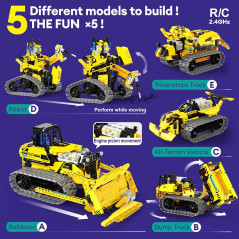 5-in-1 STEM Robot Toy Kit, 452 PCS Blocks, App & Remote Control Toy