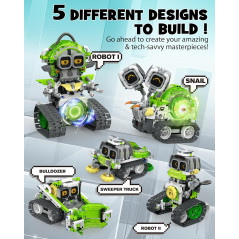 5in1 STEM AI Robot Building Set 478Pcs with APP & Remote Control for Kids