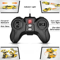 Voiture Télécommandée Transformable 1:16, Rotation 360°, Lumières LED, Cadeau Enfant 3-8 Ans