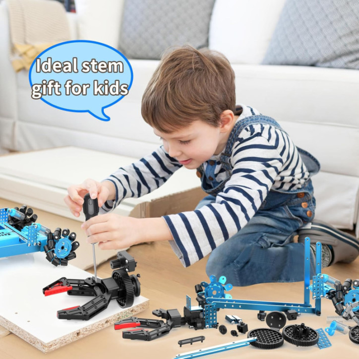 2-in-1 Remote Control Robot Arm Kit with 360° Gripper & Wheels – Science Toy Gift for Kids & Adults, No Assembly 2-in-1 Remote Control Robot Arm Kit with 360° Gripper & Wheels – Science Toy Gift for Kids & Adults, No Assembly