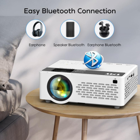 TMY 1080P Full HD Portable Mini Projector with Bluetooth, Screen, TV Stick & Smartphone Compatible for Indoor/Outdoor