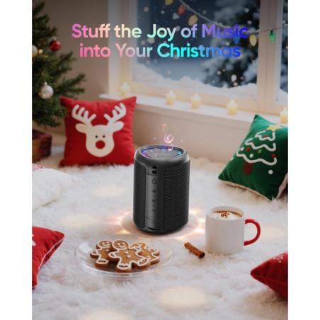 Enceinte Bluetooth Portable avec Lumières, Son Puissant, Étanche IPX5, BT 5.3, Autonomie Longue, Cadeaux