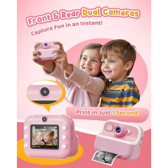 Caméra Instantanée Enfants 1080P Double Selfie Cadeau Idéal