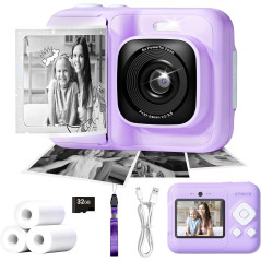 Appareil Photo Enfants 1080P + Impression Instantanée, Cadeau Noël