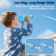 1000X Handheld Digital Microscope for Kids with 2.4 4K Screen, 12 Slides, Portable Educational Toy (Blue)
