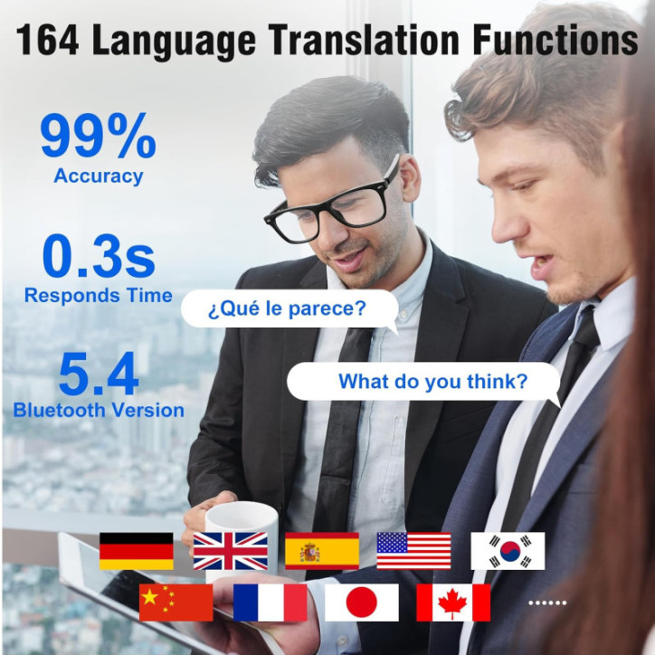 AI Translation Smart Glasses with ChatGPT, Bluetooth, 164-Language Translator, Color-Change Lens, Music & Calls AI Translation Smart Glasses with ChatGPT, Bluetooth, 164-Language Translator, Color-Change Lens, Music & Calls