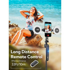 USKEYVISION Trépied Auto Suivi Visage 360°, Selfie Stick iPhone avec Lumière + Télécommande, 70”