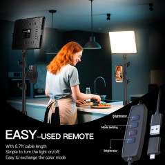 2-Pack NiceVeedi LED Video Light Kit, 2800-6500K Dimmable with Tripod & Phone Holder, 73 for Streaming & Recording