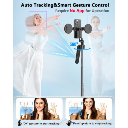 Kit Vlogging iPhone/Android avec Trépied 63, Suivi Automatique, Micro Sans Fil & Télécommande