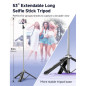 Trépied Selfie 53'' avec Lumière, Télécommande, Clips Tout-en-1, Compatible iPhone & Android Trépied Selfie 53'' avec Lumière, Télécommande, Clips Tout-en-1, Compatible iPhone & Android