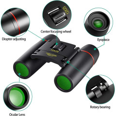 POLDR 12x25 Compact Pocket Binoculars for Adults & Kids – Bird Watching, Concerts