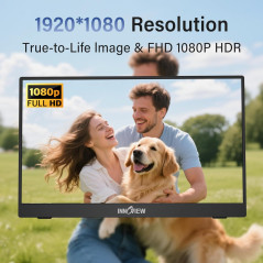 InnoView 15.6 FHD Portable Monitor - HDMI, USB-C, Built-in Speaker