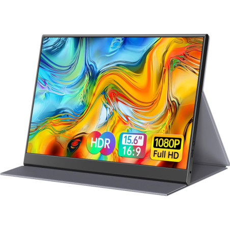 15.6 Portable 1080P USB-C HDMI Monitor for Laptop, PC, Mac, Phone, PS, Xbox, Switch - IPS Ultra-Thin Gaming Display