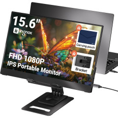 Ingnok 15.6 FHD Portable Monitor – Ultra Slim, USB-C & Adjustable Stand