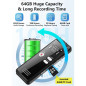 Enregistreur Vocal Numérique 64GB avec Lecture, 4552h, Double Micro, MP3, Carte TF Incluse Enregistreur Vocal Numérique 64GB avec Lecture, 4552h, Double Micro, MP3, Carte TF Incluse
