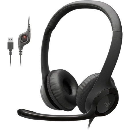 Logitech H390 USB Wired Headset with Noise-Cancelling Mic for PC, Video Calls, Music & Gaming - Black
