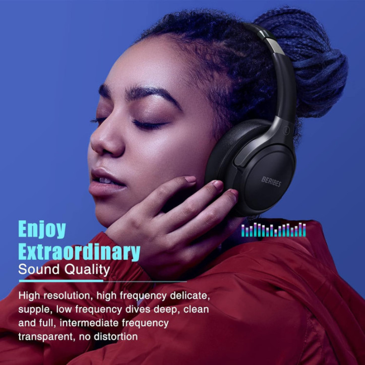 BERIBES Bluetooth Over-Ear Headphones, 65H Playtime, 6 EQ Modes, Foldable, HiFi Stereo, Mic, Deep Bass BERIBES Bluetooth Over-Ear Headphones, 65H Playtime, 6 EQ Modes, Foldable, HiFi Stereo, Mic, Deep Bass