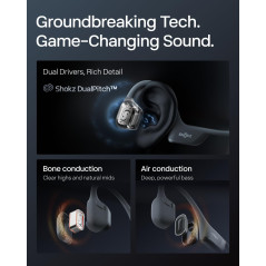 SHOKZ OpenRun Pro 2 Bone Conduction Sport Headphones - Wireless, Sweat Resistant, Reflective Strip, Deep Bass