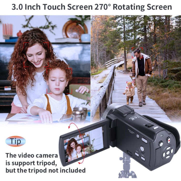 Caméra Caméscope ORDRO HDV-V12 1080P Vision Nocturne HD avec Carte 16Go et 2 Batteries