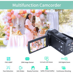 ORDRO HDV-V12 HD 1080P Camcorder with Night Vision & 16GB Memory Card