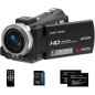 Caméra Caméscope ORDRO HDV-V12 1080P Vision Nocturne HD avec Carte 16Go et 2 Batteries
