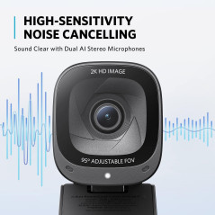 Anker PowerConf C200 2K Webcam with AI Noise Cancel, Privacy Cover