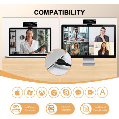 Webcam Full HD 1080P pour PC Mac - Appels Skype & Zoom