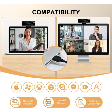 Full HD 1080P Webcam for PC/Mac – Video Calls on Skype, Zoom & More