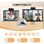 Webcam Full HD 1080P pour PC/Mac, Correction Lumière, Compatible Skype, Zoom, FaceTime, Hangouts