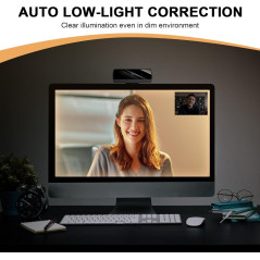 Full HD 1080P Webcam for PC/Mac/Laptop with HD Light Correction, Compatible with Skype, Zoom, FaceTime & More