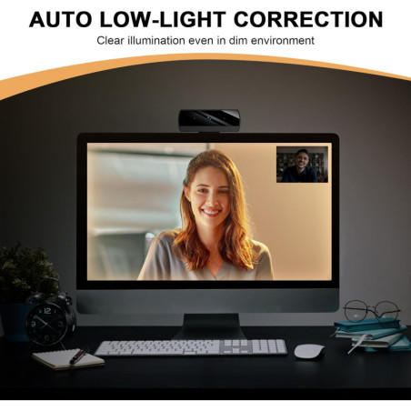 Full HD 1080P Webcam for PC/Mac/Laptop with HD Light Correction, Compatible with Skype, Zoom, FaceTime & More