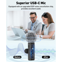 Microphone Lavalier USB-C Sans Fil pour Android & PC