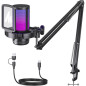 MAONO Gaming USB Microphone DGM20S with Noise Cancellation, Mute, Gain, Monitoring & Boom Arm for Streaming & Podcast