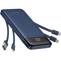 Charmast Chargeur Portable 10000mAh Slim avec Câbles Intégrés, 6 Sorties, Charge Rapide 3A pour Smartphones