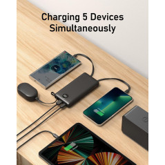 VEEKTOMX 10000mAh Portable Charger with Built-in Cables, Fast Charge USB-C Power Bank for iPhone & Android
