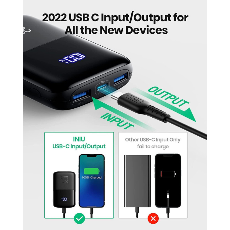 INIU 22.5W 10000mAh Portable Power Bank with Phone Holder & Fast Charging